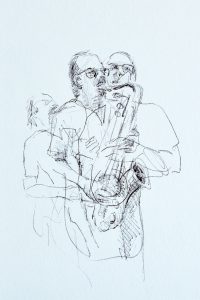 Saxophonspieler Kugelschreiberzeichnung Antje Clara Bücker